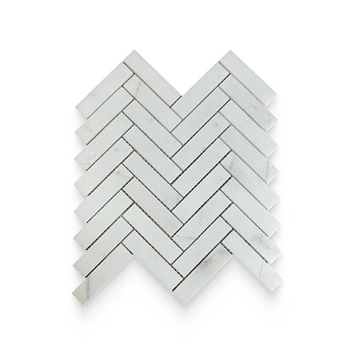 Daphne White Herringbone 1" x 4" Polished