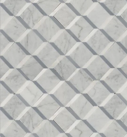 Luxe Carrara White Florentine Blue Polished