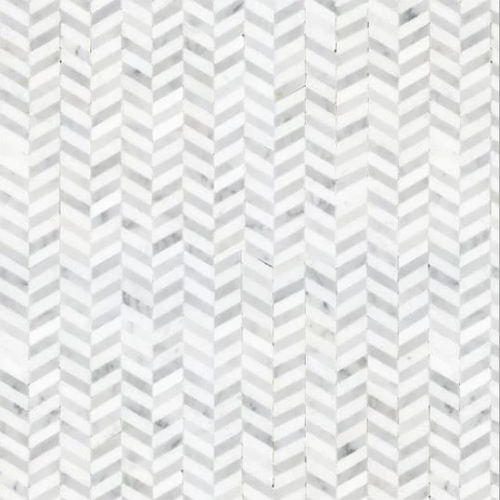 Luxe Carrara White Chevron Sky Polished