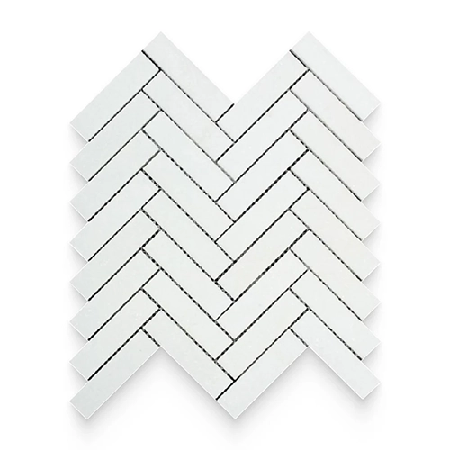 Thassos White 1" x 4" Herringbone Polished