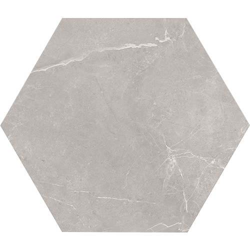 Porcelain tile in Keystone Hexagon Gray Matte 8x9