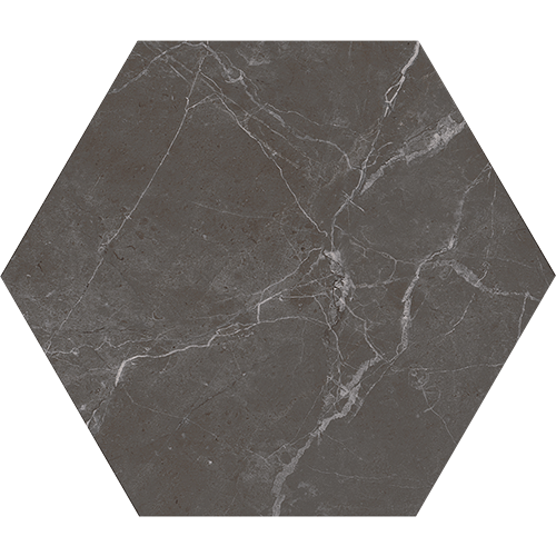 Porcelain tile in Keystone Hexagon Onyx Matte 8x9