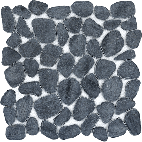 Cultura Pebble Black Honed 12" x 12" Stone Tile