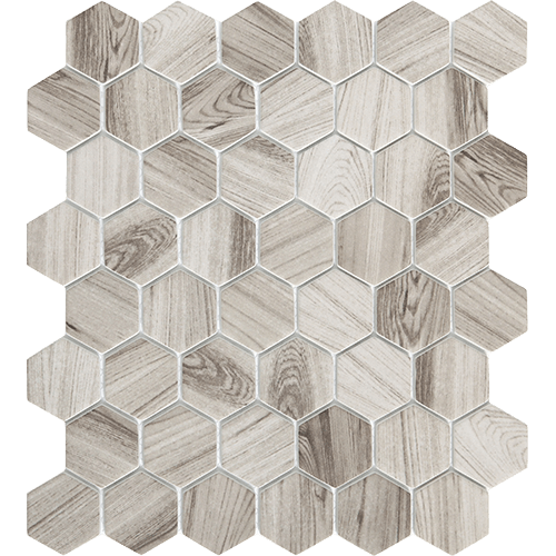 Echo 2" x 2" Hex 12" x 14" Gray Glass Tile