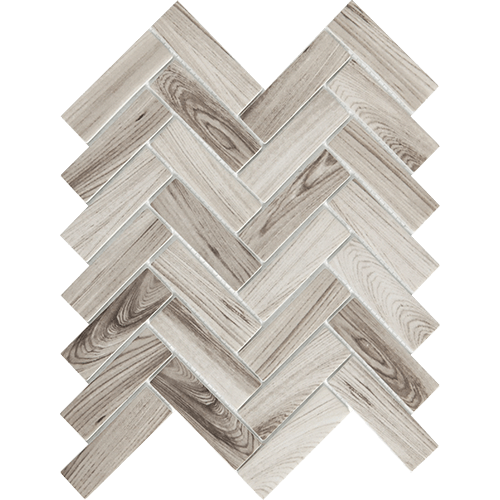 Echo Herringbone 11" x 13" Gray Glass Tile