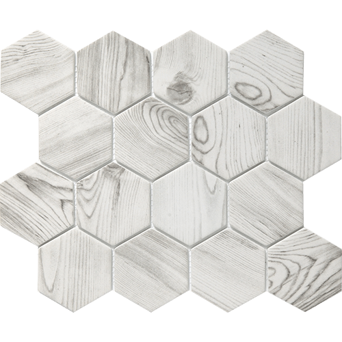 Echo White 3" x 3" Hex 10" x 12" Glass Tile