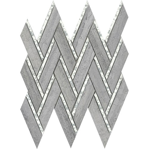 Impulse Blue Chevron 14" x 15" Limestone Tile