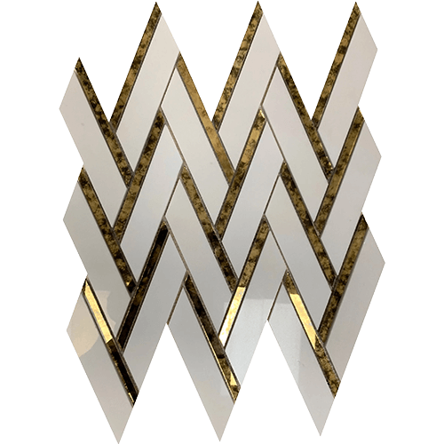 Impulse White Chevron 14" x 15" Limestone Tile