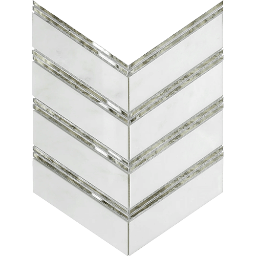 Intrigue Mirror Chevron Mosaic 12" x 12" Marble Tile