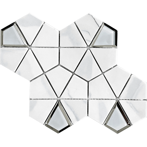 L'Amour Whie Kaleidescope 9" x 11" Ceramic Tile