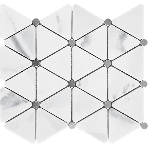 L'Amour White Triad 10" x 11" Glass Tile