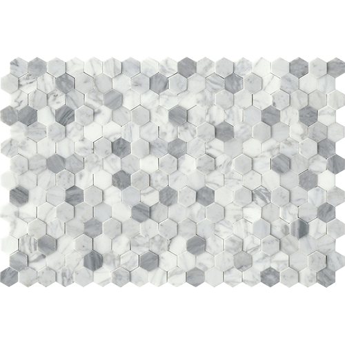 Link White 1" Hex 12" x 18" Glass Tile