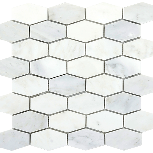 Marble Winter Frost Hex Wide Mosaic 12" x 12" Tile