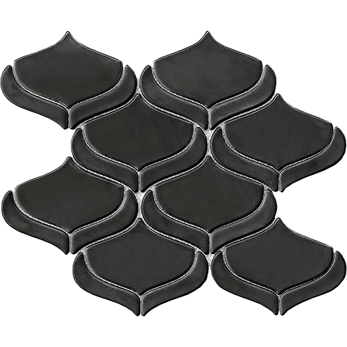 Mythos Arabesque 11" x 12" Black Ceramic Tile