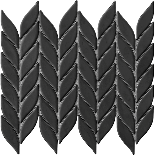 Mythos Petal 11" x 13" Black Ceramic Tile