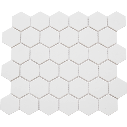 Rezone 2" Hex 11" x 13" White Porcelain Tile