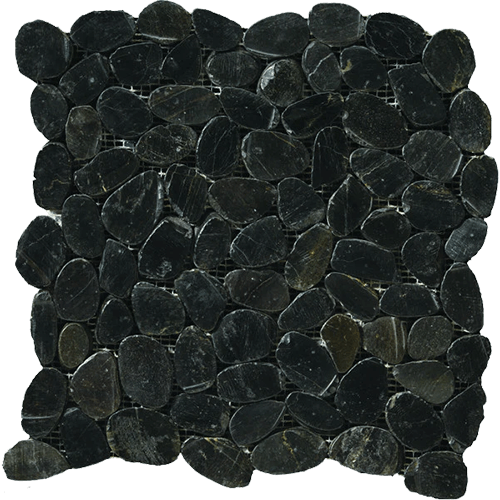 Rivera Pebble Black 12" x 12" Stone Tile