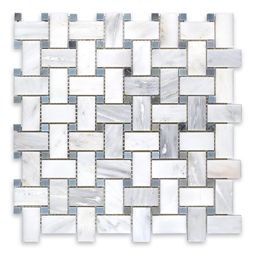 Oriental White - Basketweave w/ Blue Dot Polished