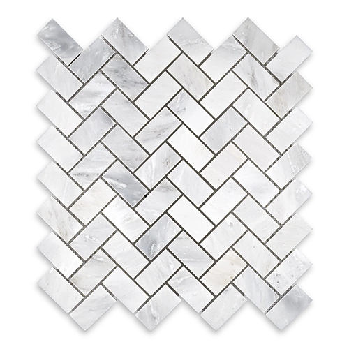 Oriental White - Herringbone 1" x 2" Honed