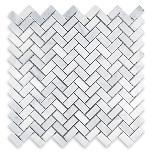 Oriental White - Herringbone 5/8"x1-1/4" Honed