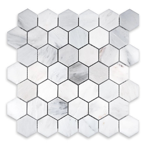 Oriental White - Hexagon 2" Polished