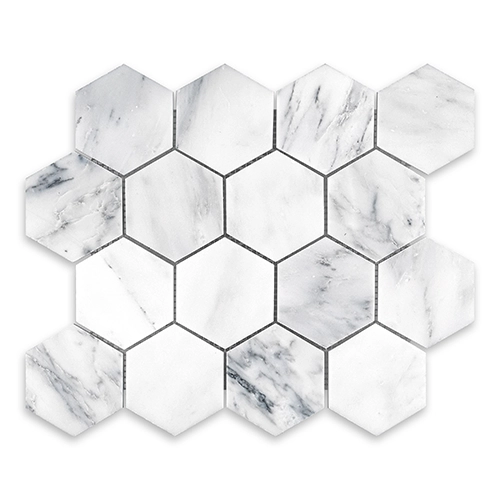 Oriental White - Hexagon 3" Honed