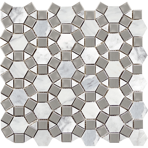 Marble Winter Frost Gem Mosaic 12" x 12" Tile