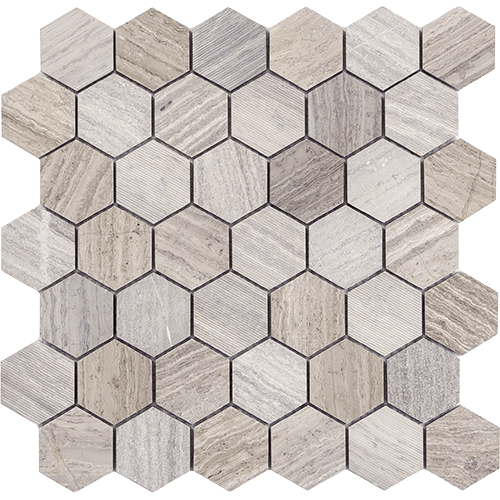 Metro Gray 2" Hex Mix Mosaic 12" x 12" Tile