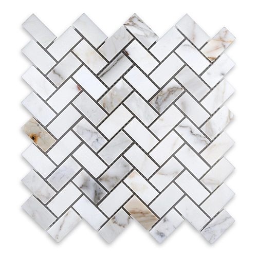 Calacatta Gold - Herringbone 1" x 2" Honed