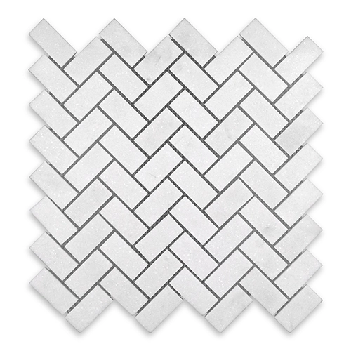 Thassos White - Herringbone 1" x 2" Polished