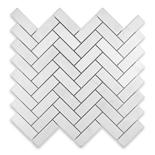 Thassos White - Herringbone 1" x 3" Polished