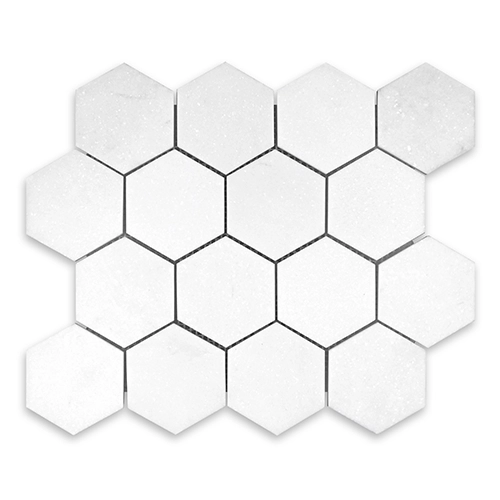Thassos White - Hexagon 3" Honed