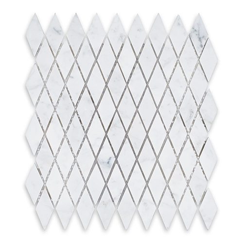 White Carrara - Rhomboid 1" x 2" Honed