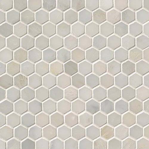 Marble Mosaic tile in Greecian White 1" Hexagon Mosaic