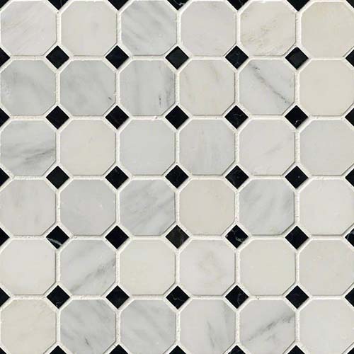 Marble Mosaic tile in Greecian White 2" Octagon Mosaic