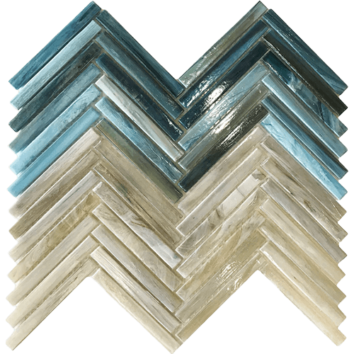 Stained Glass Herringbone Ombre Mix Tile