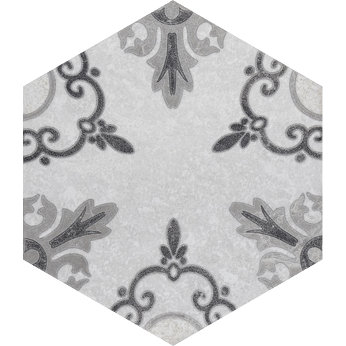 Mazzo Hex Deco Lace 8-1/2" x 9-3/4" Porcelain F/W Tile