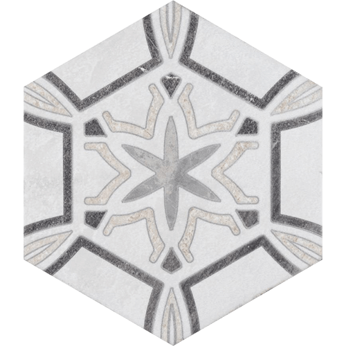 Mazzo Hex Deco Starburst 8-1/2" x 9-3/4" Porcelain F/W Tile