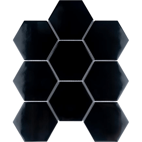Metro Super 4" Hex Glossy Blk 10"x11-1/2" Porcelain Mos