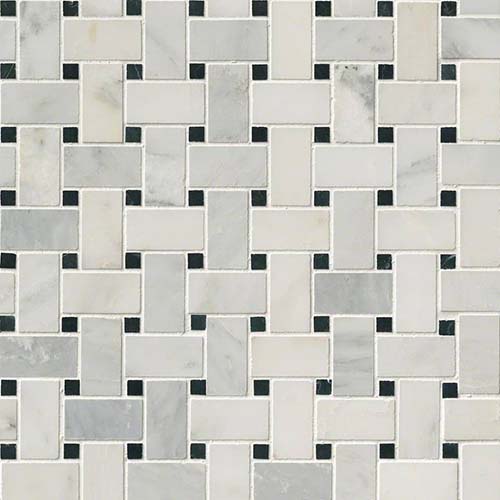 Marble Mosaic tile in Greecian White Basketweave Mosaic