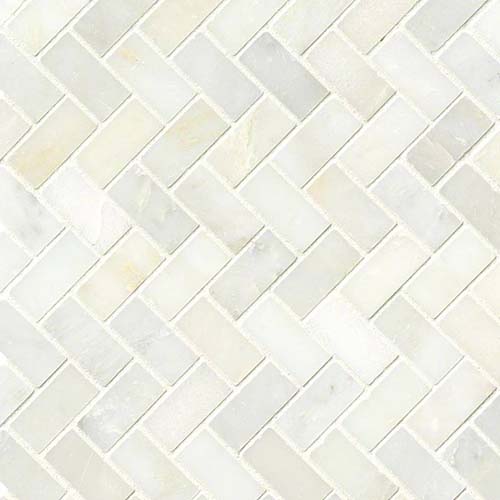 Marble Mosaic tile in Greecian White Herringbone Mosaic