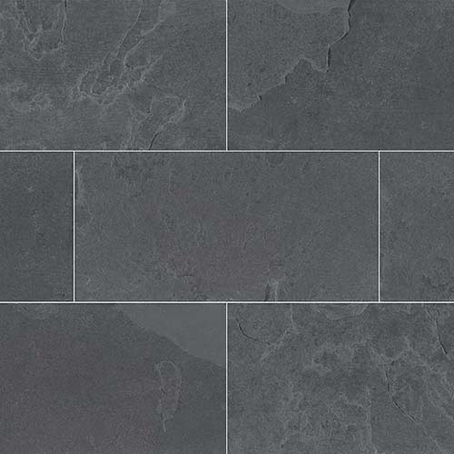 Slate tile in Montauk Black 12x24 Gauged
