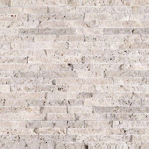 Travertine tile in Silver Splitface Interlocking Mosaic