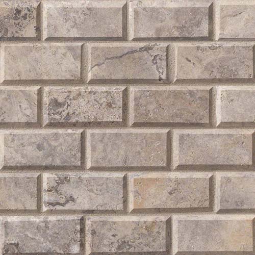 Travertine Mosaic tile in Silver 2x4 Mosaic