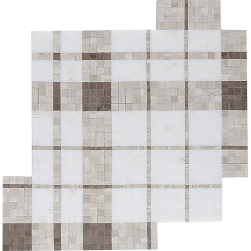 Madras Plaid Wooden Beige Marble Tile