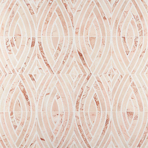 The New Palm Beach by Krista Watterworth Leaf Pink Marble Tile