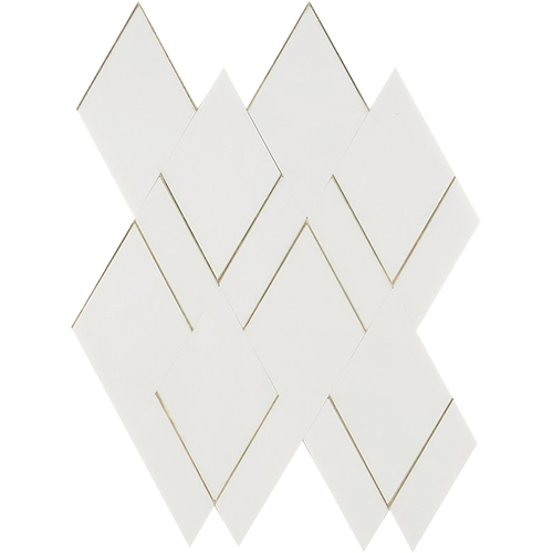 Xena White Thassos and Brass Marble Tile