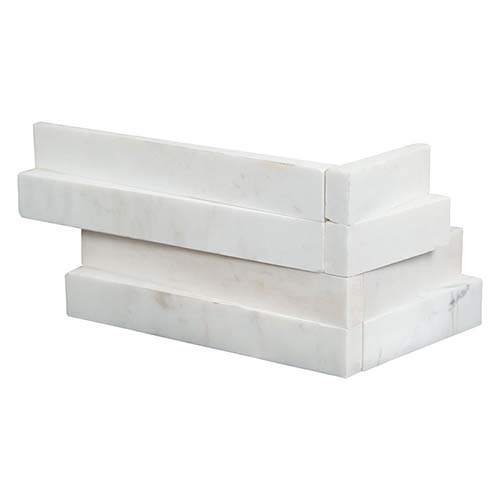 Marble tile in Cosmic White 3D Wave Corner