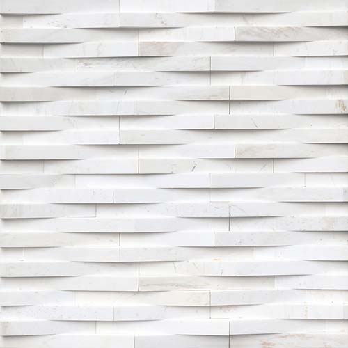 Marble tile in Cosmic White 3D Wave 6x24 Panel