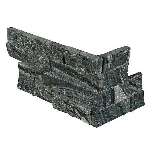 Marble tile in Glacial Black Ledger Corner